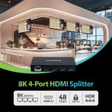 Répartiteur HDMI 8K IOGEAR, 4 ports, 60 Hz, boîtier métallique, 1 entrée vers 4 sorties
