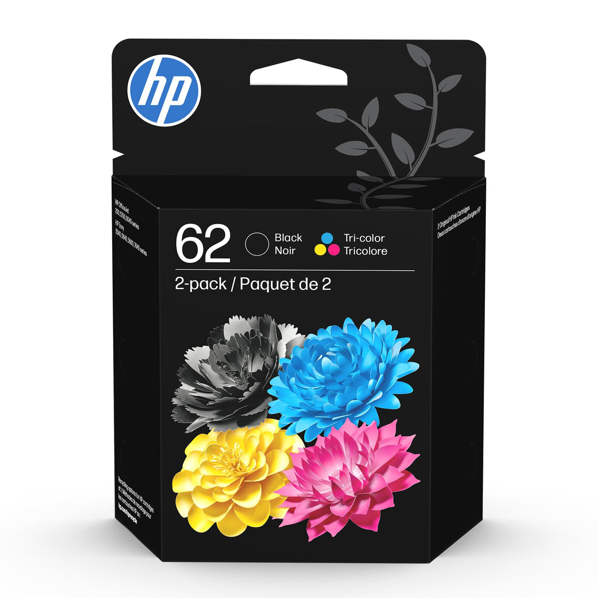 Original HP 62 Black/Tri-Color 2-Pack, Works with HP Envy 5540 5640 5