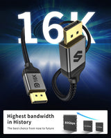 Silkland DisplayPort Cable 2.1 15ft, DP 2.1 Cable [16K@60Hz, 8K@120Hz