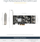 StarTech.com 8 Port SATA PCIe Card, PCI Express 6Gbps Expansion Adapte
