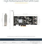 StarTech.com 8 Port SATA PCIe Card, PCI Express 6Gbps Expansion Adapte