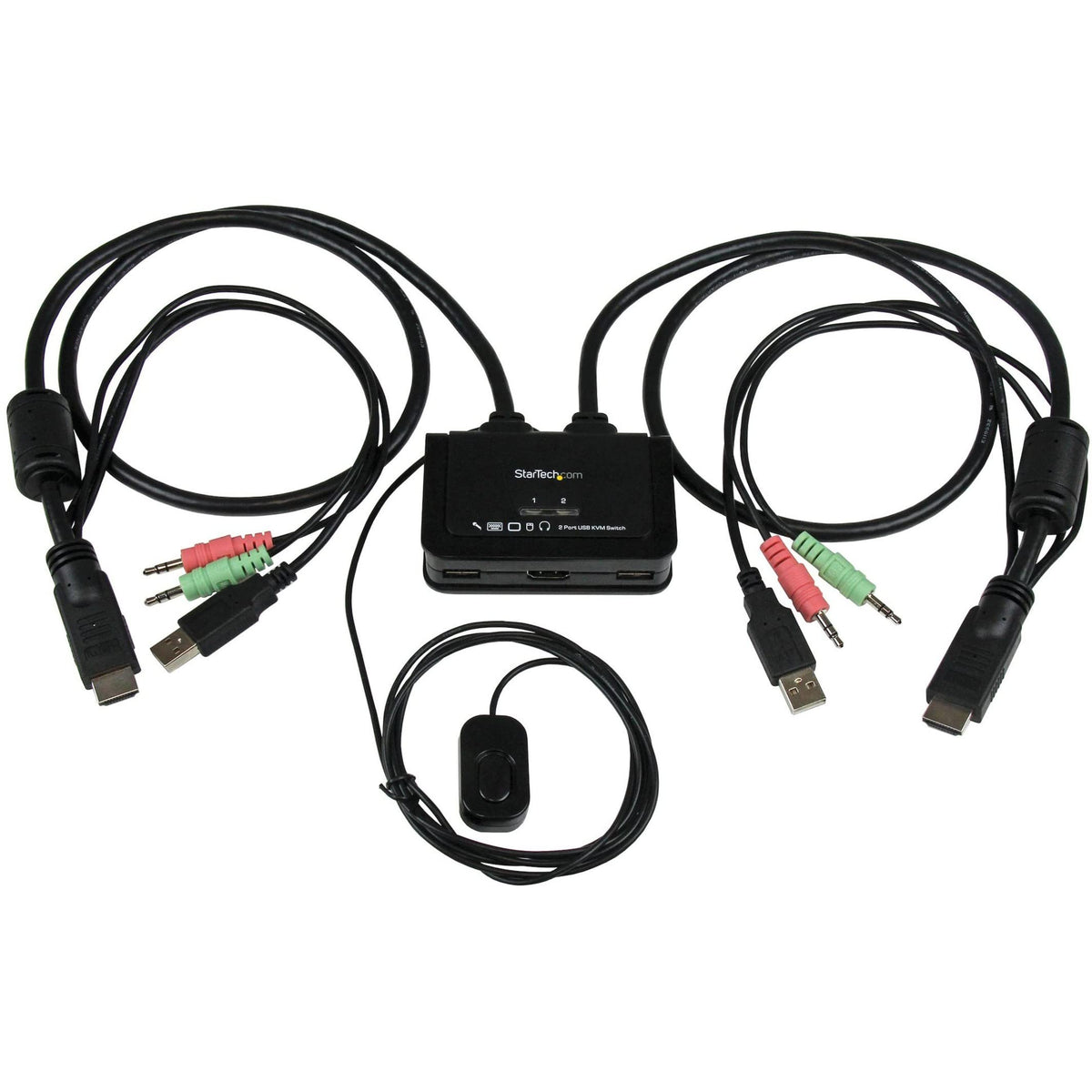 StarTech.com 2 Port USB HDMI Cable KVM Switch with Audio and Remote Sw