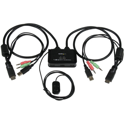 StarTech.com 2 Port USB HDMI Cable KVM Switch with Audio and Remote Sw