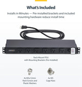 StarTech.com 12-Outlet Rackmount PDU, 1U Server Power Strip, Wide-Spac
