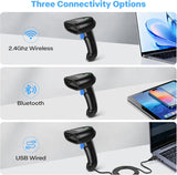 Lecteur de code-barres Bluetooth 1D&2D PecuMceu, 3-en-1 Bluetooth et USB filaire