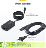 StarTech 65W USB-C Laptop Charger with 1.5m Tethered USB-C Cable, Powe