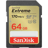 Western Digital SDSDXGN-064G-GNCIN, Extreme Go, Sdxc Uhs-i, 170/80MB/S, C10, U3, V30, RPD1, W/jc, 4X6 Blister, Global