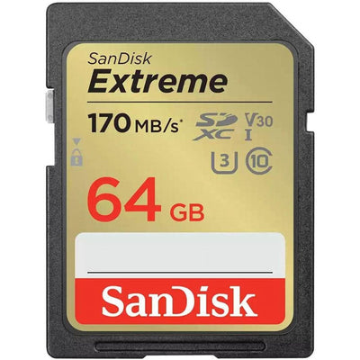 Western Digital SDSDXGN-064G-GNCIN, Extreme Go, Sdxc Uhs-i, 170/80MB/S, C10, U3, V30, RPD1, W/jc, 4X6 Blister, Global