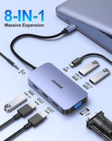 Station d'accueil USB C BENFEI, Hub USB C 8-en-1 avec double affichage triple