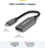 Adaptateur StarTech USB-C vers HDMI, 8K 60HZ / 4K 120HZ, compatible Thunderbolt / USB4, convertisseur USB C vers HDMI 2.1, HDR10+, câble de 20 cm (7,9 po)