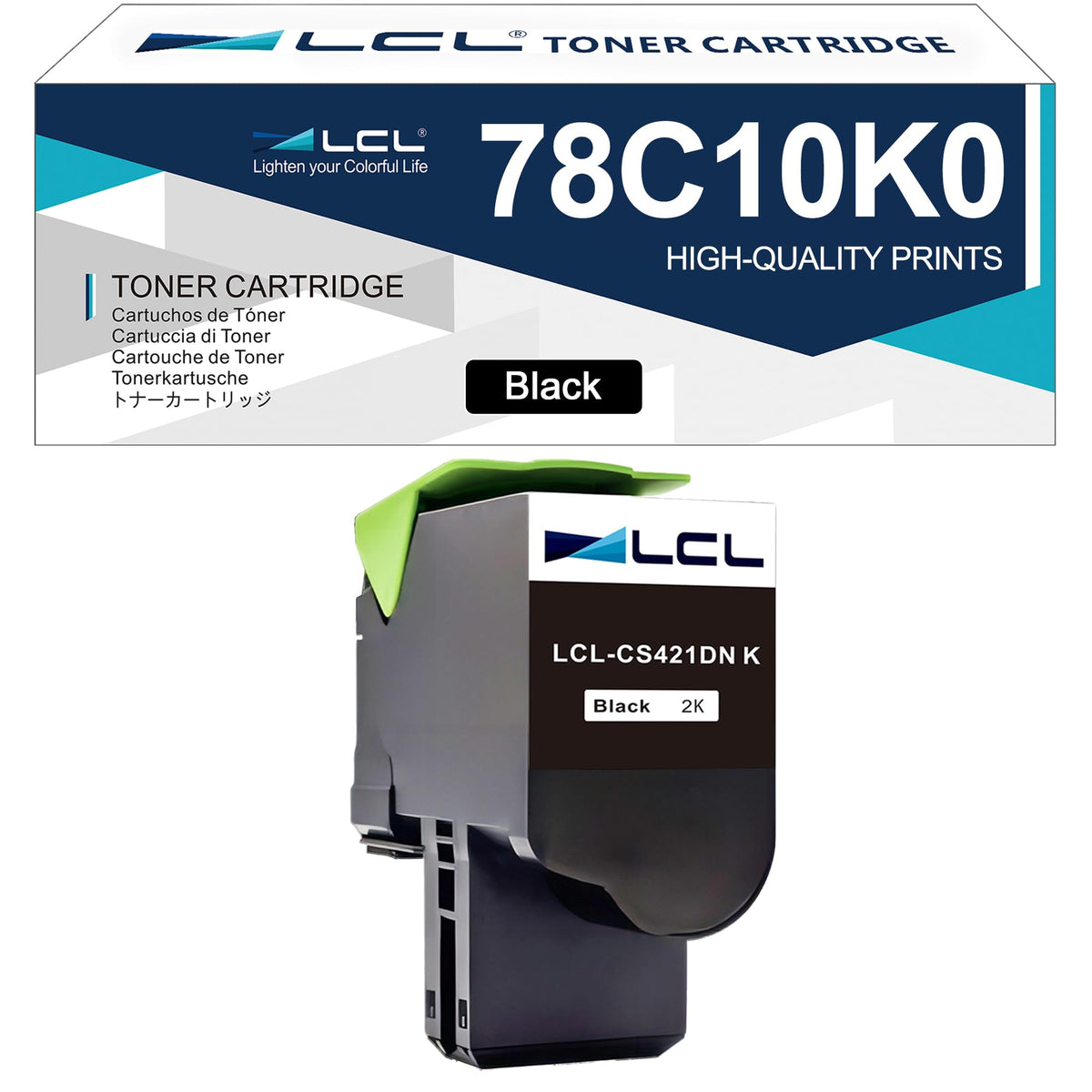 LCL CS421 Toner Cartridge Replacement for Lexmark 78C10K0 78C10 Black