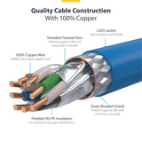 StarTech Câble Ethernet CAT8 bleu de 1,8 m, RJ45 sans accroc, 25G/40G, 2000MHZ, POE 100W, fil en cuivre NU PUR S/FTP 26 AWG, LSZH