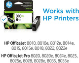 Original HP 910XL Black High-Yield Ink Cartridge, Works with HP Offic