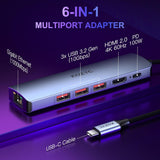 3PORT USB C Hub w/ GBE PD 2.0 Type C to 3X A USB 3.0