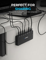 SABRENT KVM Switch, Peripheral Sharing with 2 Port USB C inputs, 2 Por