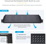 StarTech.com 1U Vented Server Rack Shelf, 12in/31.5cm Mounting Depth,