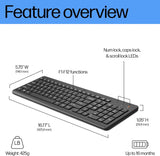 HP 220 Wireless Keyboard - 2.4GHz Connectivity w/Data Encryption - Low