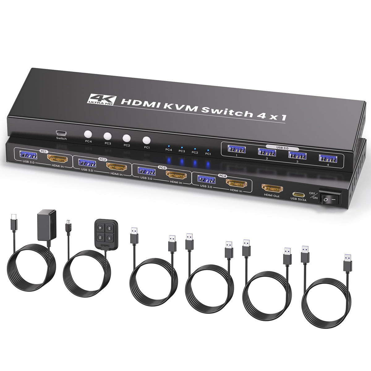 4-PORT KVM SWITCH W/ DUAL VGA - USB 2.0