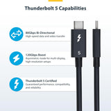 StarTech.com 3ft (1m) Thunderbolt 5 Cable, 80Gbps/120Gbps, 240W PD, 8K