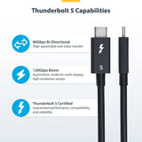Câble Thunderbolt 5 StarTech.com de 0,5 m (50 cm), 80 Gbit/s/120 Gbit/s, 240 W PD