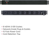 CyberPower PDU15B8R Basic PDU, 100-125V, 15A (Derated to 12A), 8 Outle