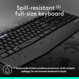 Logitech MK345 Wireless Combo Full-Sized Keyboard with Palm Rest and C