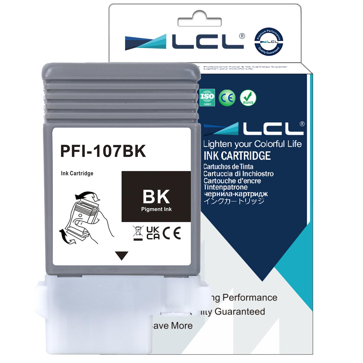 LCL PFI-107 Black 130-ml Ink Cartridge Replacement for Canon PFI-107 P