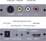 RCA Svideo to HDMI Converter, RCA Composite CVBS AV or Svideo + R/L Au