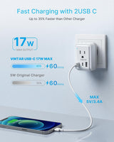 2 Pack European Travel Plug Adapter, VINTAR Foldable International Pow