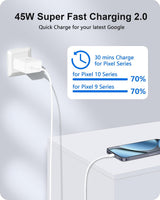 WODENTA 45W USB C Fast Charger for Google Pixel 10/10 Pro/10 Pro XL Fo