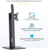 StarTech.com Free Standing Single Monitor Mount - Height Adjustable Mo
