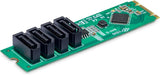 StarTech 4-PORT M.2 to SATA Adapter Card, M.2 PCIE 3.0 to SATA HDD/SSD Expansion Card, ASM1064 Chipset, M.2 NVME to 4X HDD/SSD for Windows/Macos/Linux