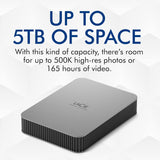 LaCie Mobile Drive 2TB External Hard Drive Portable HDD - Moon Silver,