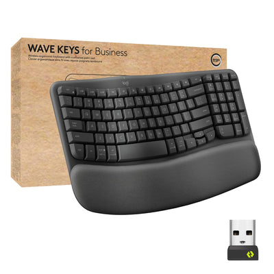 Logitech Wave Keys for Business, Wireless Ergonomic Keyboard with Cush