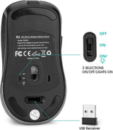 Rii Wireless Mouse RM200, RGB Rechargeable Mouse,Computer Mouse with 3