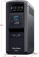 CyberPower CP1000PFCLCD PFC Sinewave UPS System, 1000VA/600W, 10 Outle