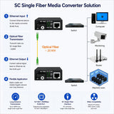 Elfcam® - 1 Pair Gigabit Fiber Ethernet Converters 1000M/100M/10M, SFP