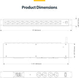 StarTech.com 16-Outlet Horizontal Rack Mount Metered PDU, 1U Server Po