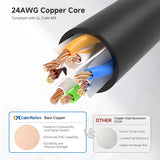 50ft Blue CAT6a Ethernet Cable, Snagless RJ45, 10G, 100W PoE, S/FTP, LSZH, 27AWG Pure Bare Copper, 500MHz, Shielded Network Patch Cord
