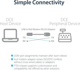 StarTech.com USB to Serial Adapter – Null Modem – FTDI USB UART Chip –