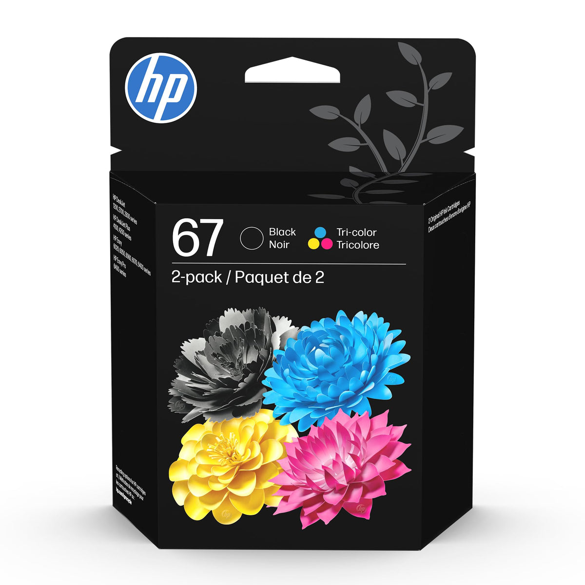 Original HP 67 Black/Tri Color Ink Cartridges (2 Pack), Works with HP