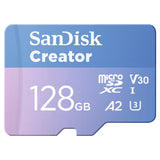 Carte microSD SanDisk Creator 128GB UHS-I avec adaptateur SD - Jusqu'à 190MB