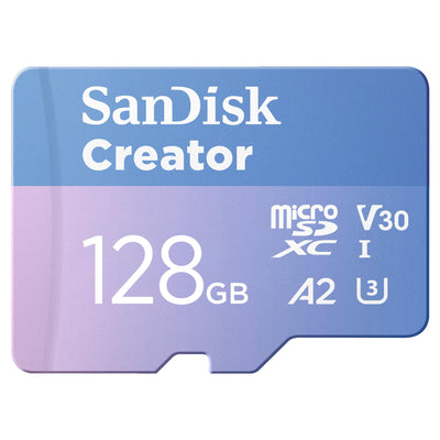 128GB SanDisk Creator microSD UHS-I Card with SD Adapter - Up to 190MB