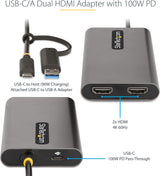 StarTech.com USB-C to Dual-HDMI Adapter, USB-C/A to 2X HDMI, 4K 60Hz