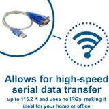 C2G 26886 USB to DB9 Serial RS232 Adapter Cable, Blue (1.5 Feet, 0.45