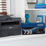 Brother Original TN730 High-Yield Black Toner Cartridge, Higher Yield