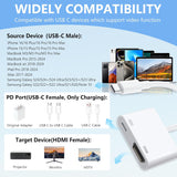 Type C to HDMI to USB C Adapter, USB C to HDMI Adapter with 100W Fast