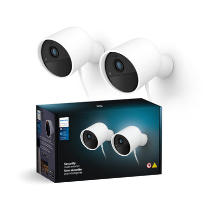 Philips Hue Secure Wired Smart Home Security Camera, White - 2 Pack -