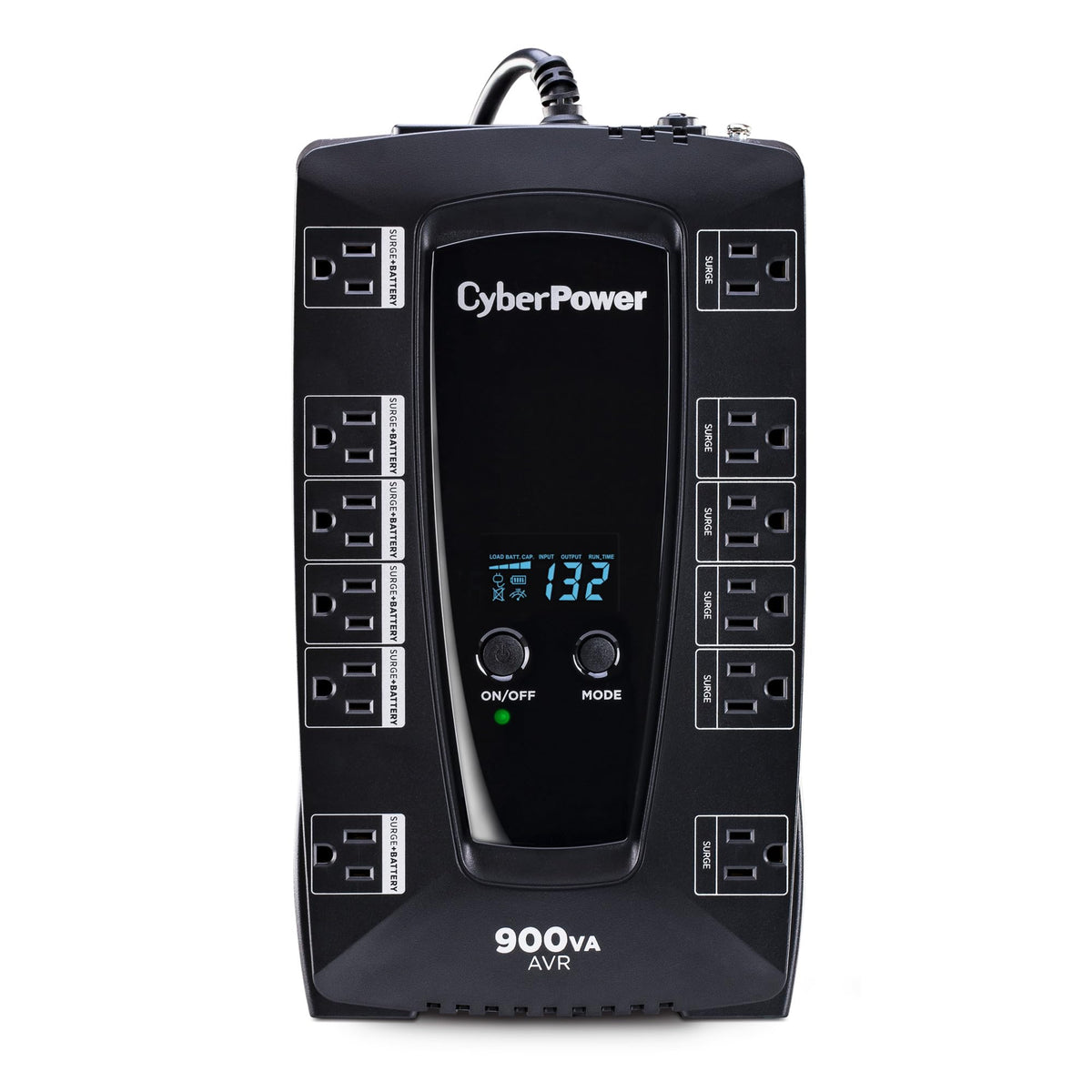 AVRG900LCD 900VA Compact 120V 5-15P LINE-INT 12OUT 5-15R 3 ANS WARR