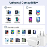 USB Charger Block, 2 Pack Dual Port USB Wall Plug 2.1A Power Adapter C